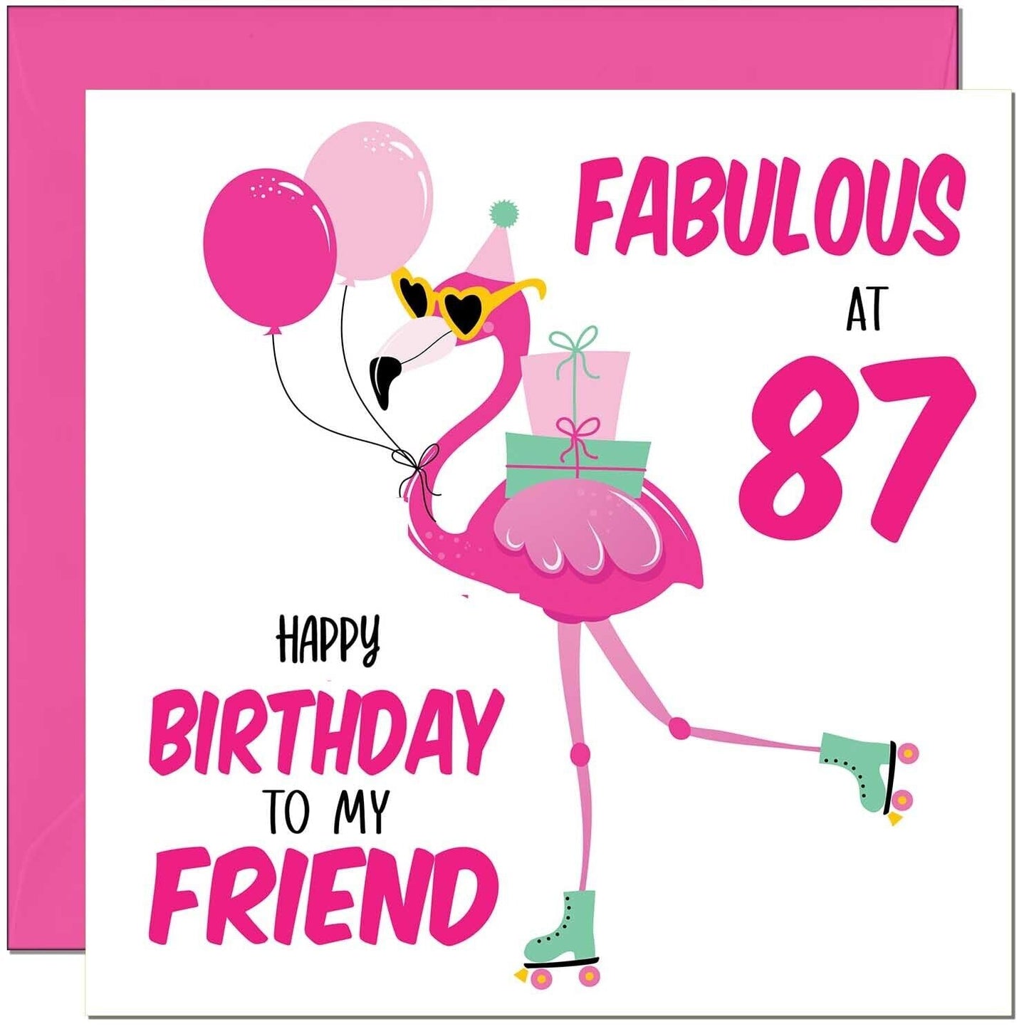 Womens Birthday Card for Friend - Fabulous Flamingo - Ladies Pink Cute Friend