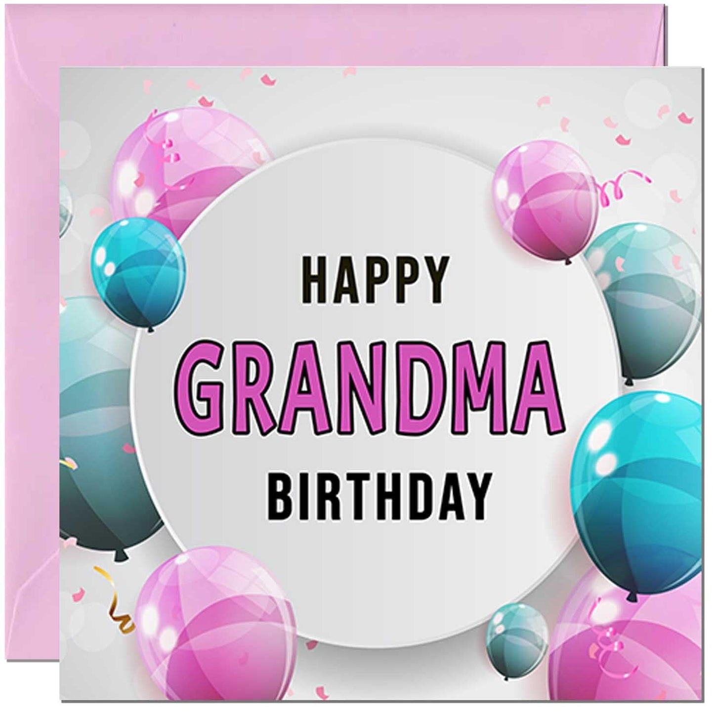Birthday Card for women - Pink Turquoise Balloon Number