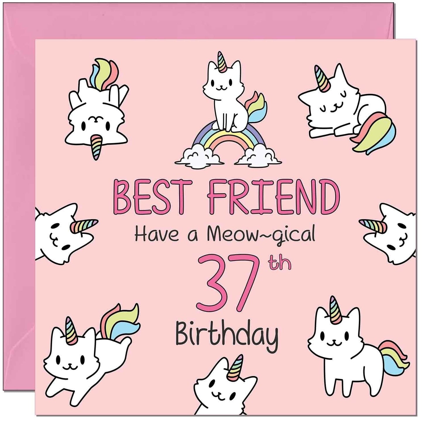 Best Friend Birthday Card - Funny Cat Cute Girls Womens