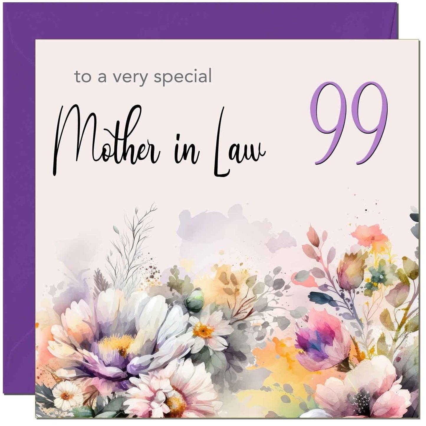 Mother in Law Birthday Card - Purple Floral