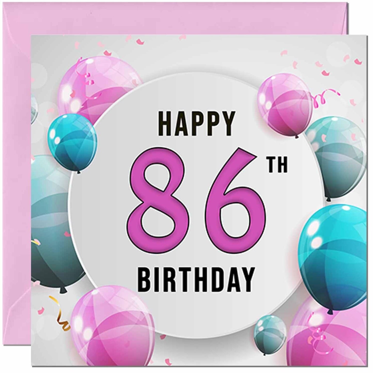 Birthday Card for women - Pink Turquoise Balloon Number