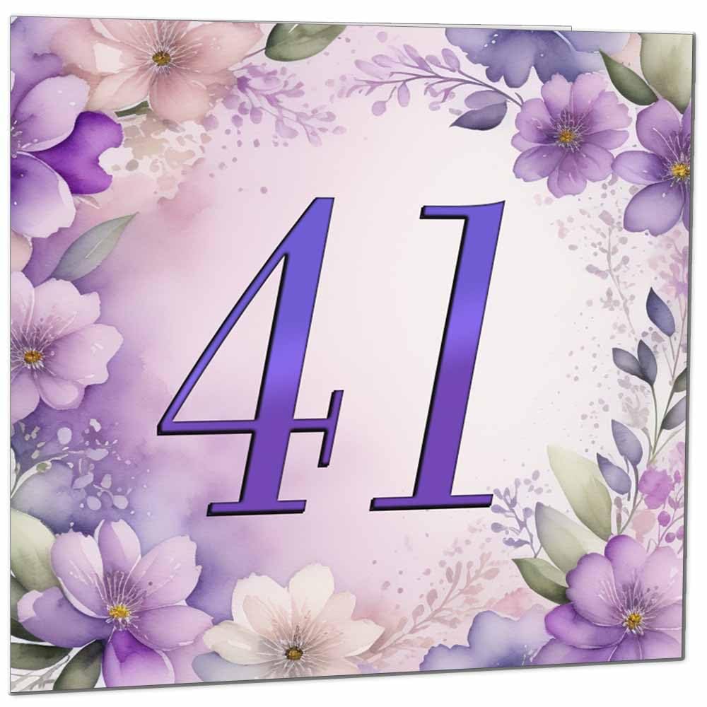 Birthday Card for Women - Purple Floral 80th Birthday Cards for year old woman Ladies Grandma Nan Aunt Mum Sister Mom Friend