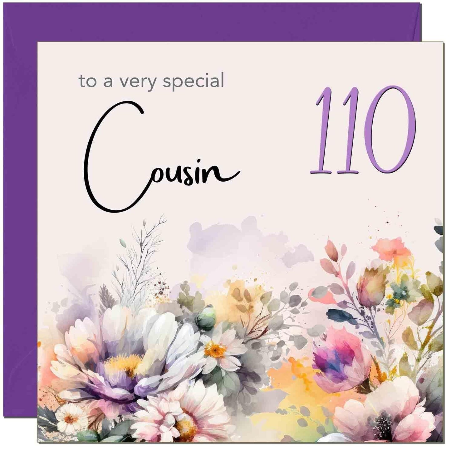 Cousin Birthday Card - Purple Floral Cousin's