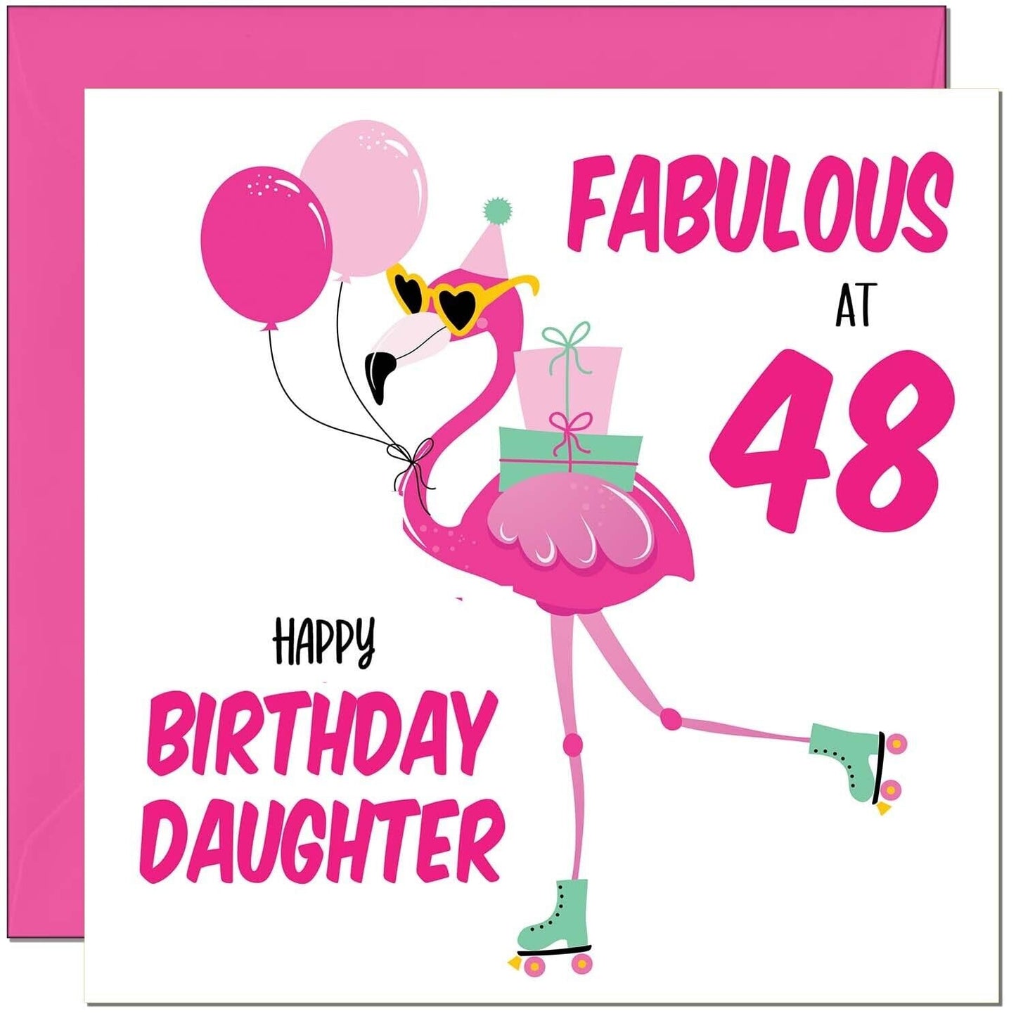 Daughter Birthday Card - Fabulous Flamingo - Ladies Womens Pink Cute Daughters