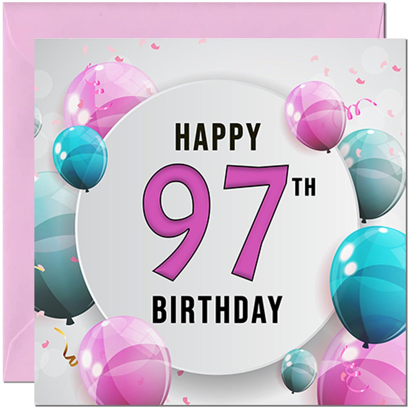 Birthday Card for women - Pink Turquoise Balloon Number