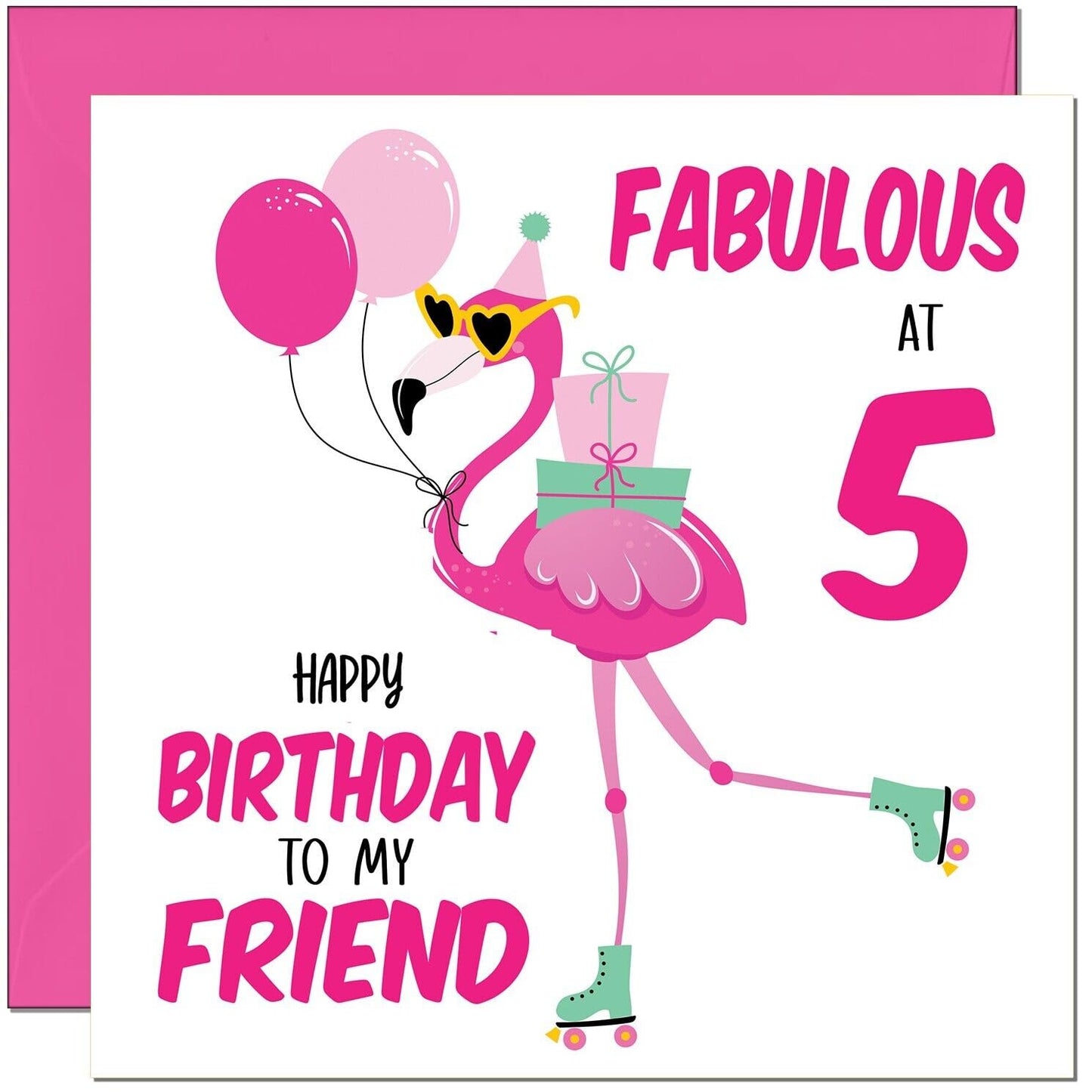 Womens Birthday Card for Friend - Fabulous Flamingo - Ladies Pink Cute Friend