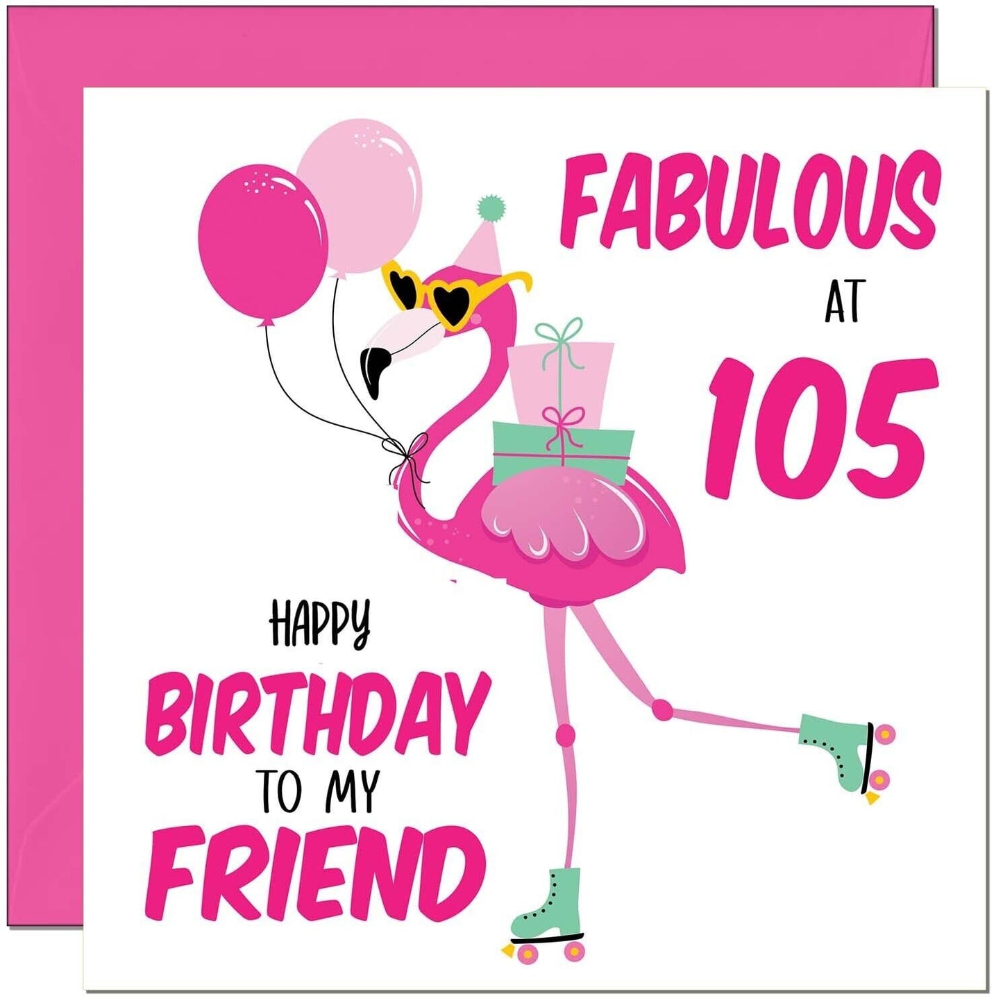 Womens Birthday Card for Friend - Fabulous Flamingo - Ladies Pink Cute Friend