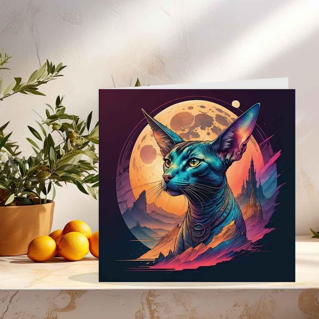 Sphynx Cat Watercolour Greeting Card Sphinx Birthday Cards 145 x 145mm