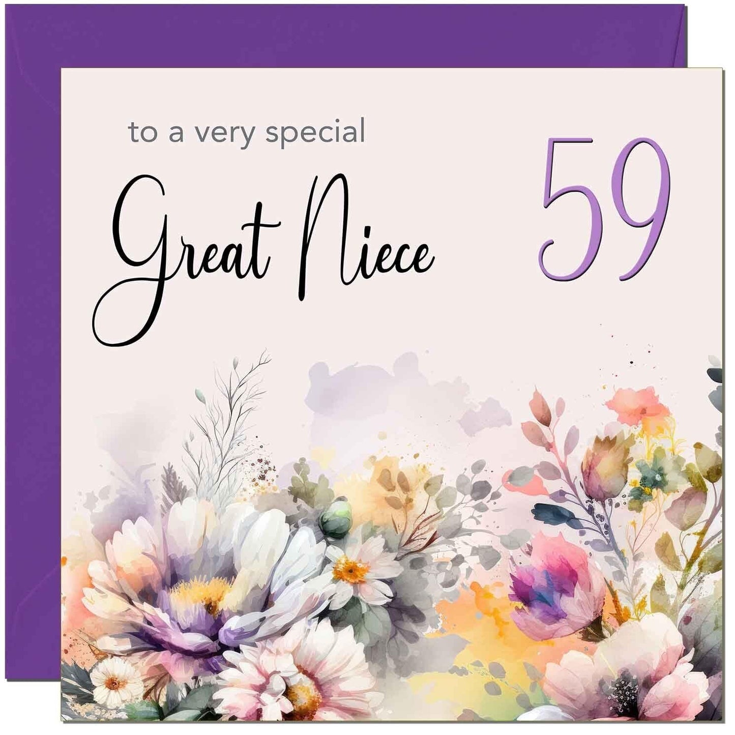 Great Niece Birthday Card - Purple Floral Great Niece's