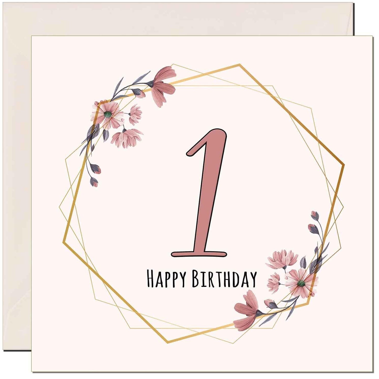 Floral Birthday Card for Women Elegant Beautiful