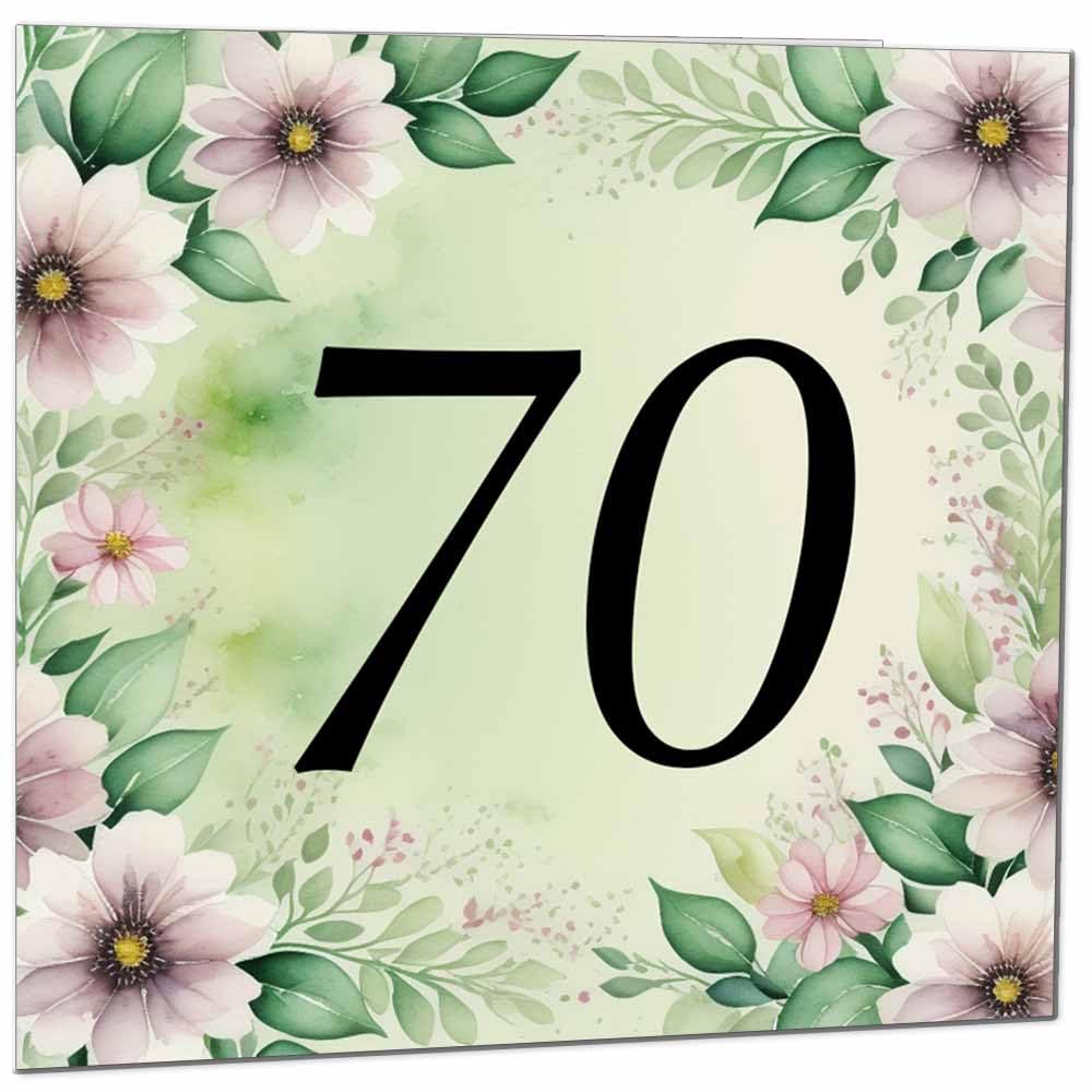 80th Birthday Card for Women Men - Green Floral Birthday Cards for 80 year old Lady Eighty Eightieth Ladies Grandma Nan Aunt Mum Sister Mom Friend