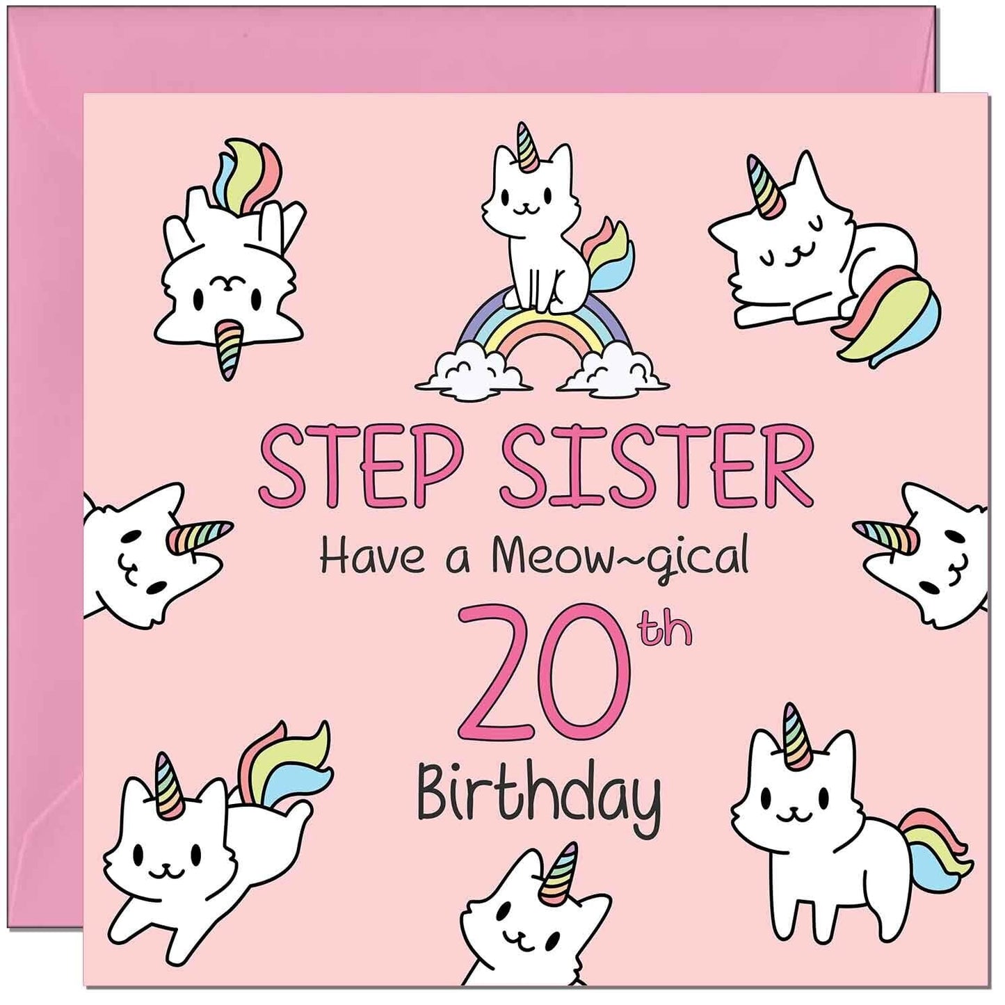 Step Sister Birthday Card - Funny Cat Cute Step Sisters