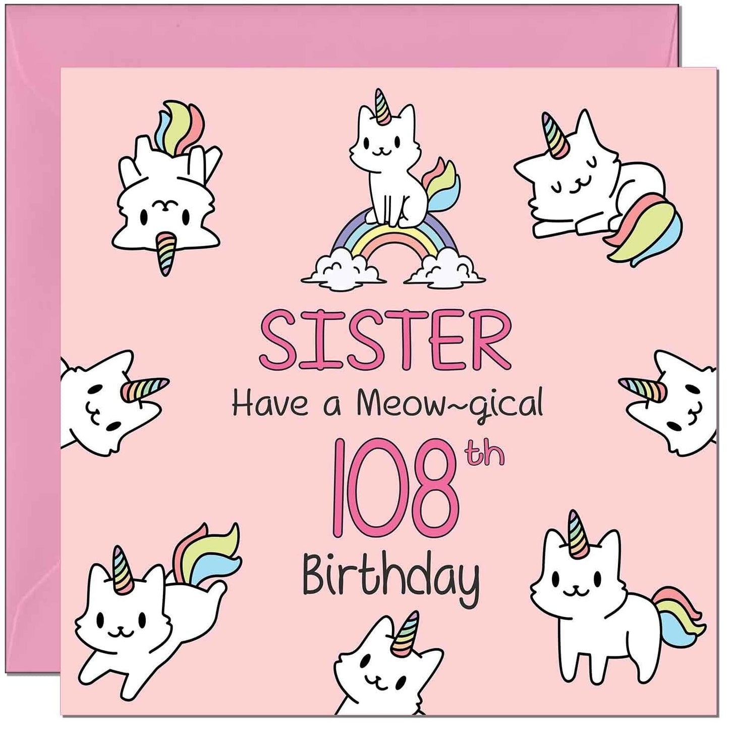 Sister Birthday Card - Funny Cat Cute Sister's