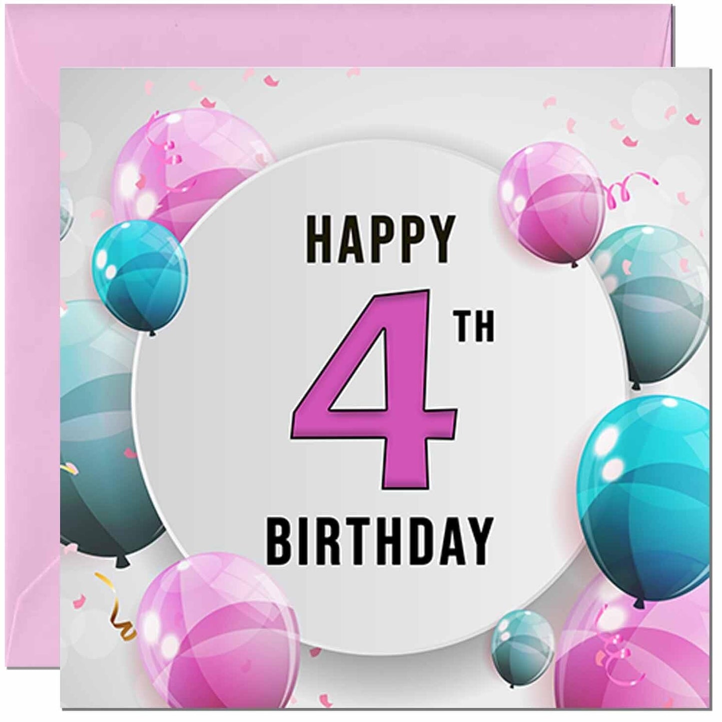 Birthday Card for women - Pink Turquoise Balloon Number