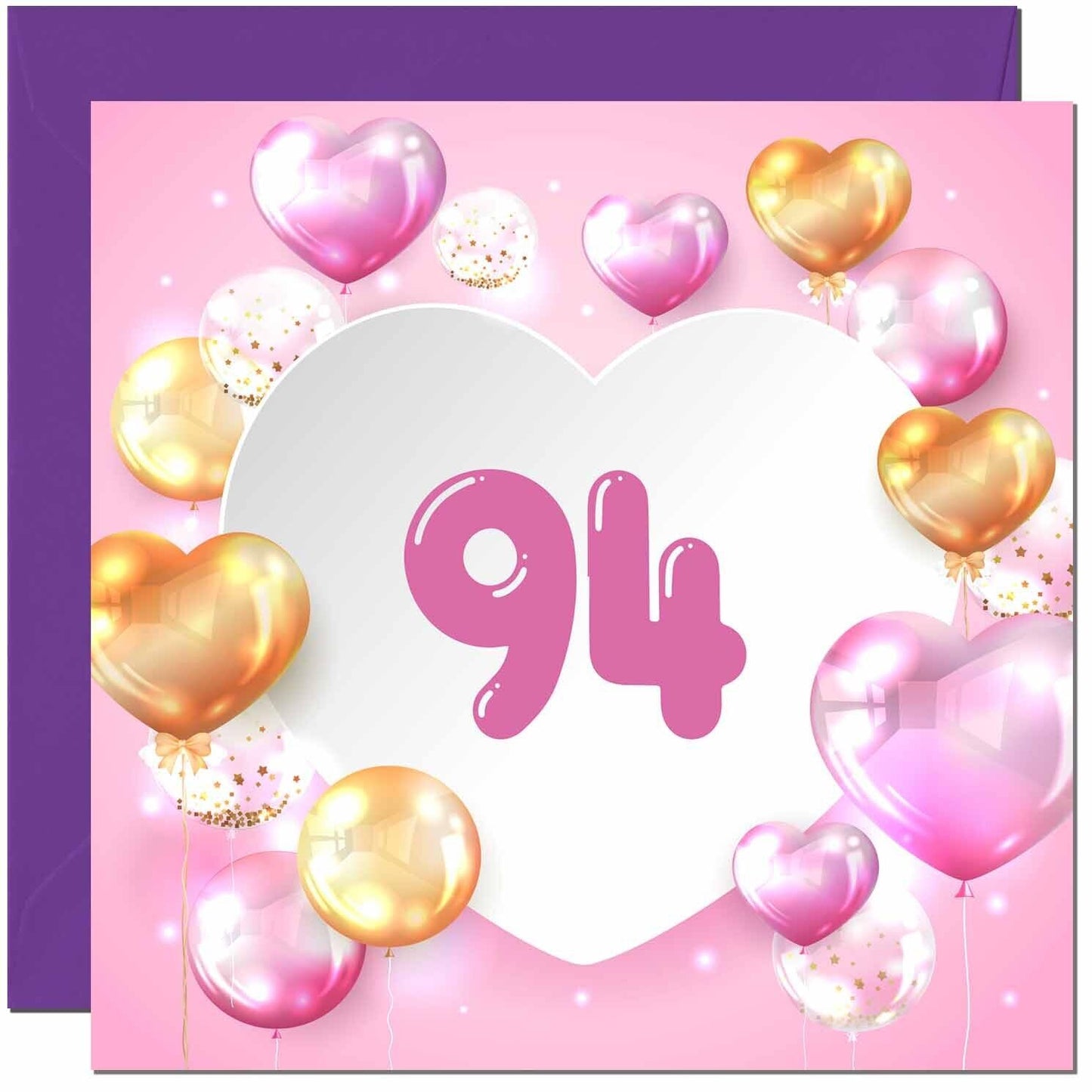 Birthday Card for women Girls Pink Balloon Numbers