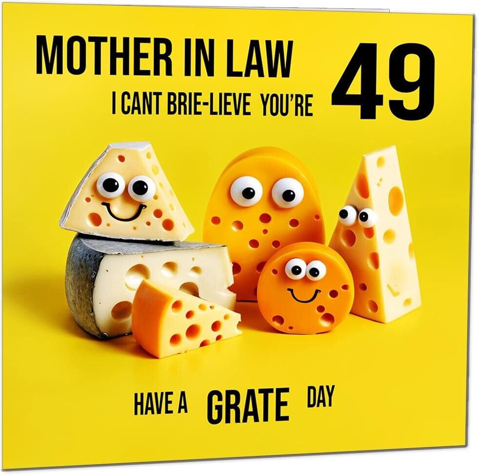 Mother in Law funny Birthday Card - Cheese Pun Funny Mother in Laws