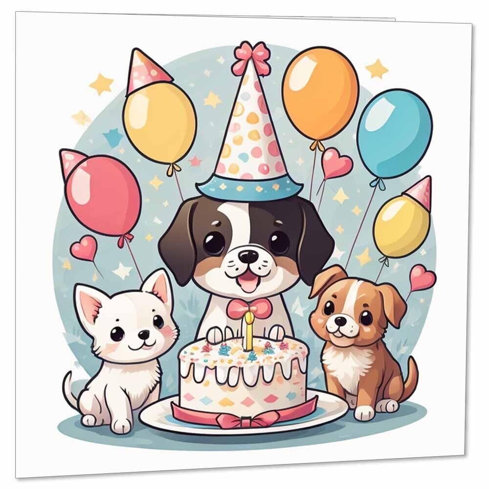 Cute Dog Birthday Card Kids Happy Birthday Cards for Children 145 x 145mm