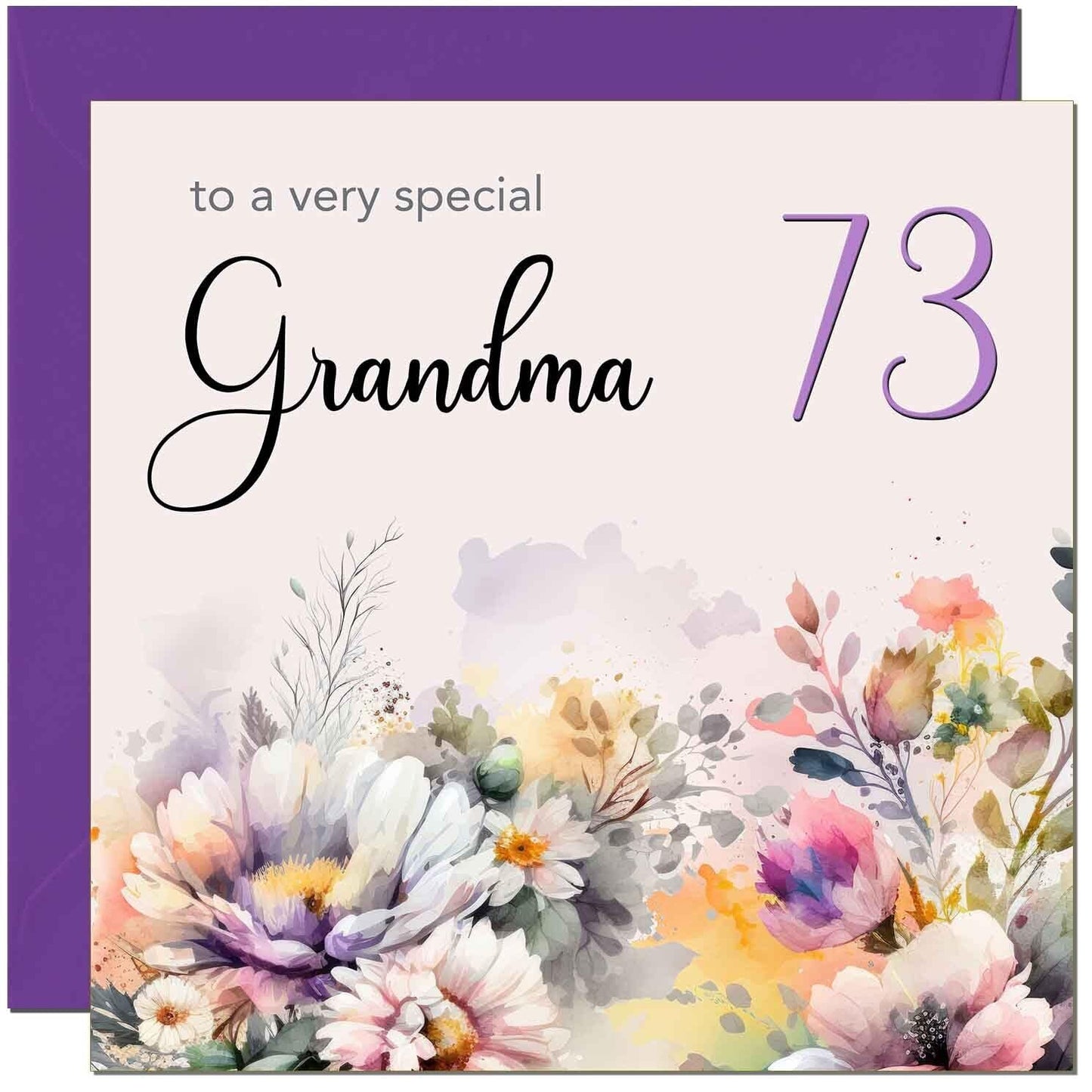 Grandmother Birthday Card - Purple Floral Nanny Grandma