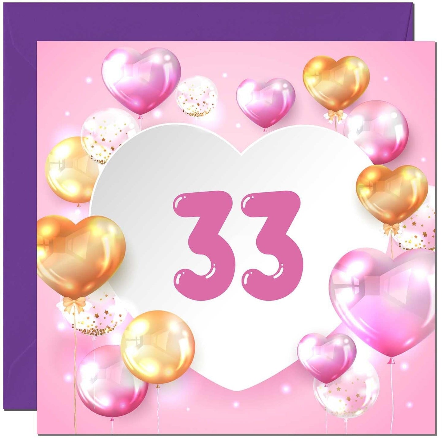 Birthday Card for women Girls Pink Balloon Numbers