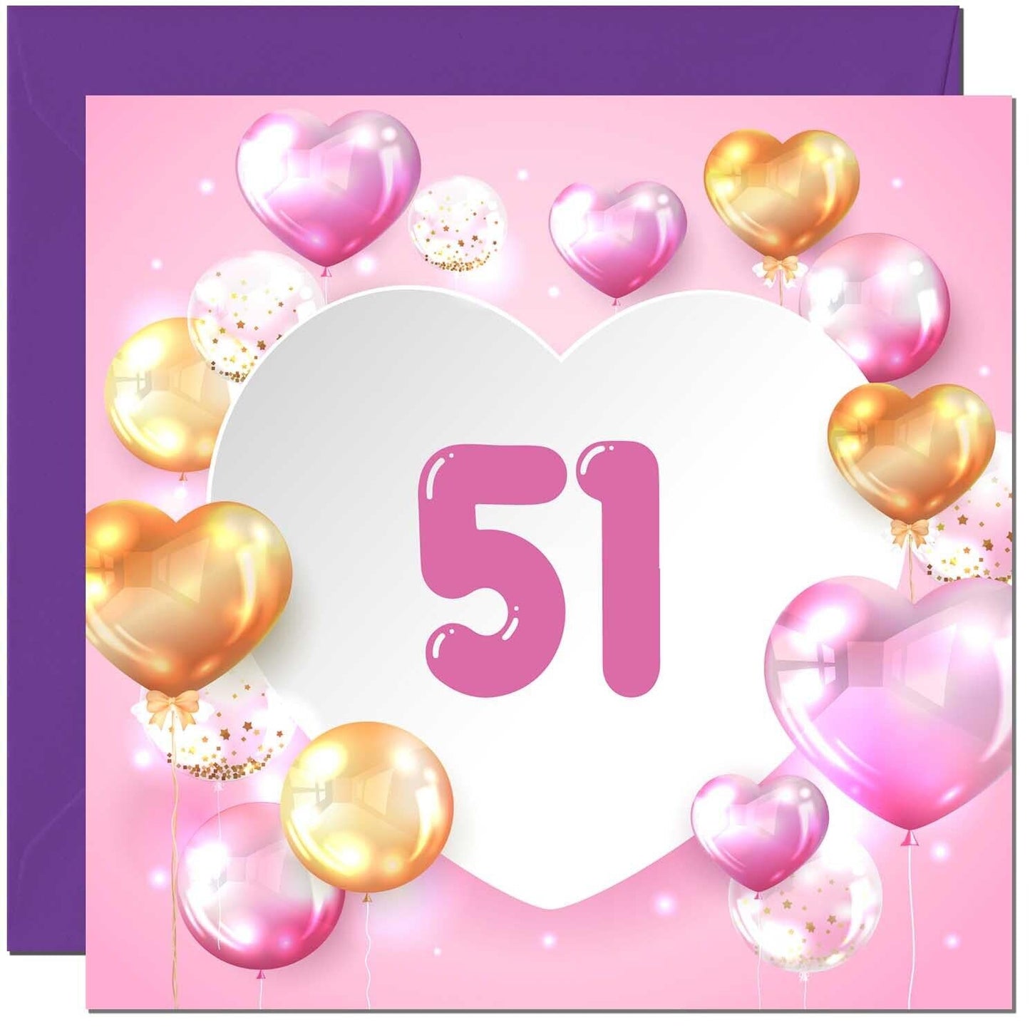 Birthday Card for women Girls Pink Balloon Numbers