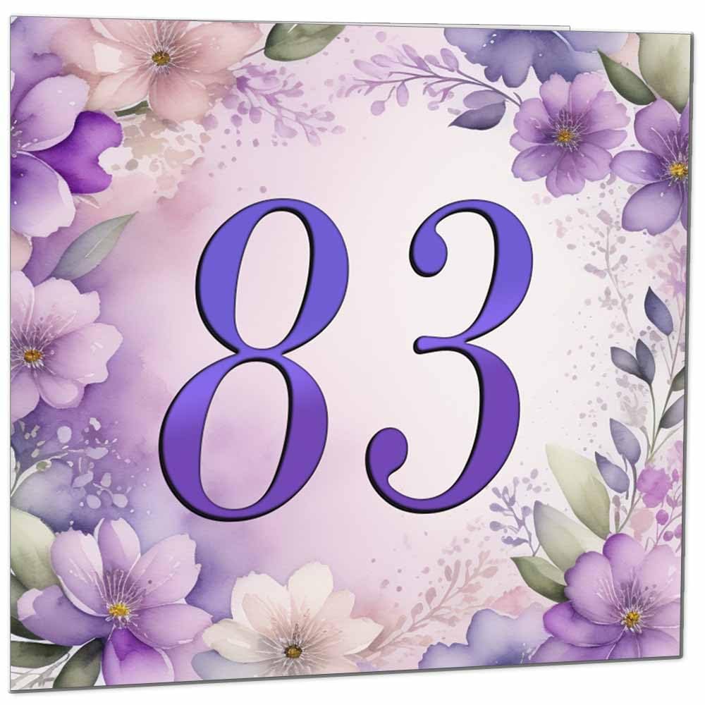 Birthday Card for Women - Purple Floral 80th Birthday Cards for year old woman Ladies Grandma Nan Aunt Mum Sister Mom Friend