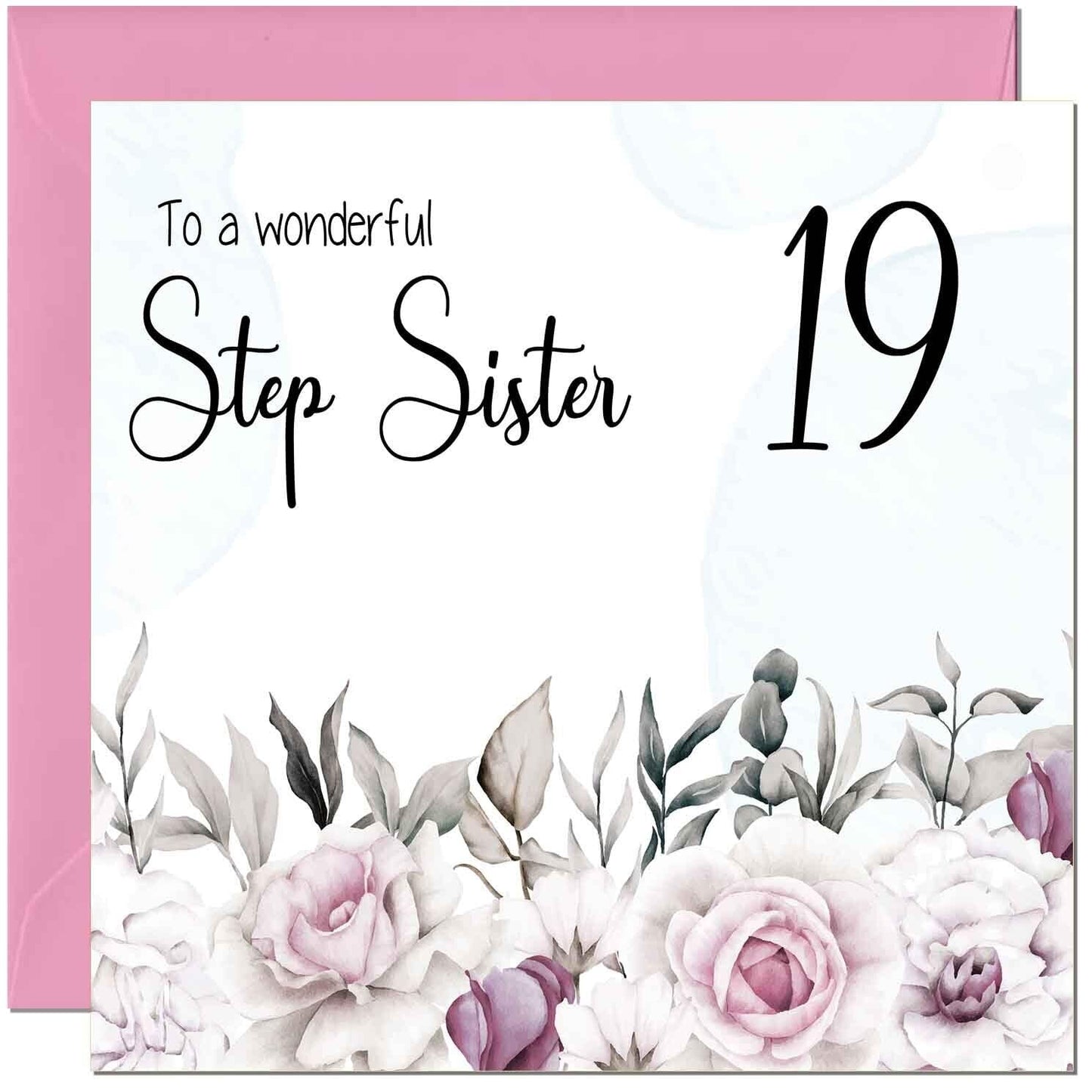 Step Sister Birthday Card Floral Elegant Step Sisters