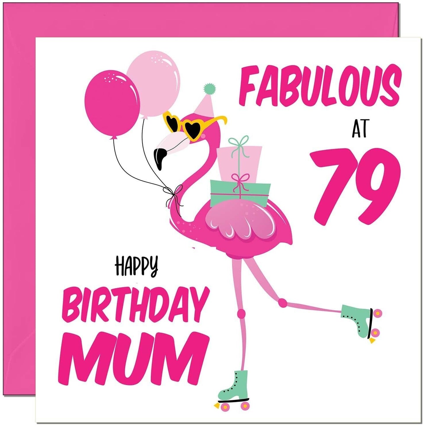 Mum Birthday Card - Fabulous Flamingo - Mom Womens Pink Cute Mum Mothers
