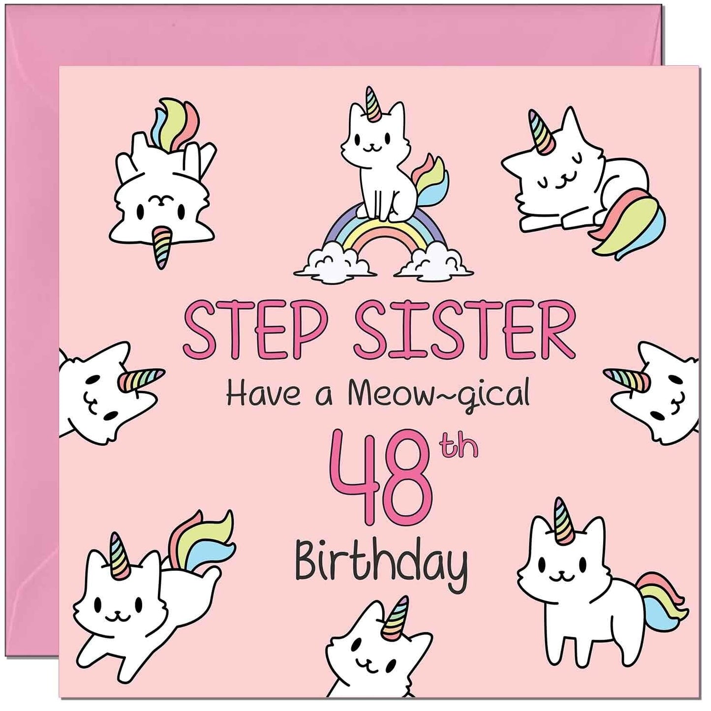 Step Sister Birthday Card - Funny Cat Cute Step Sisters