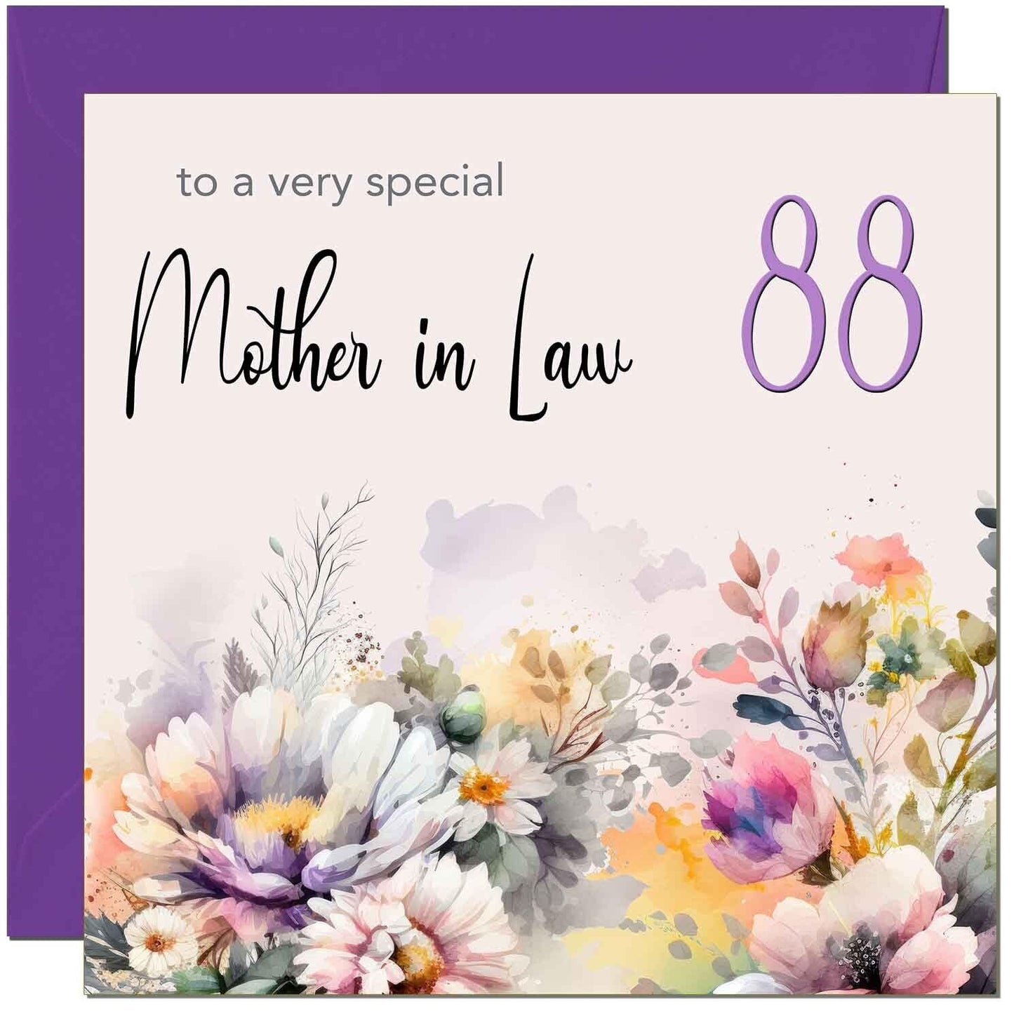 Mother in Law Birthday Card - Purple Floral