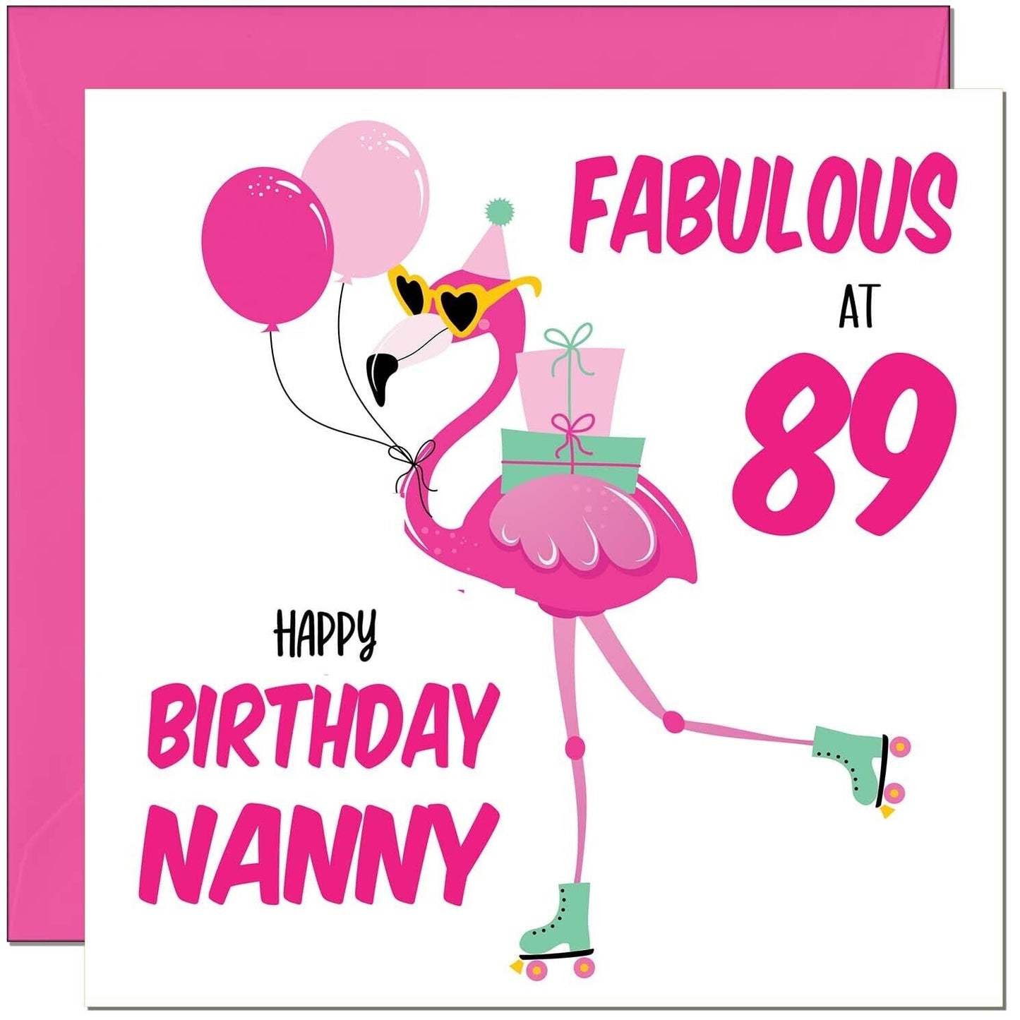 Nanny Birthday Card - Fabulous Flamingo - Ladies Grandmother Pink Cute Grandma