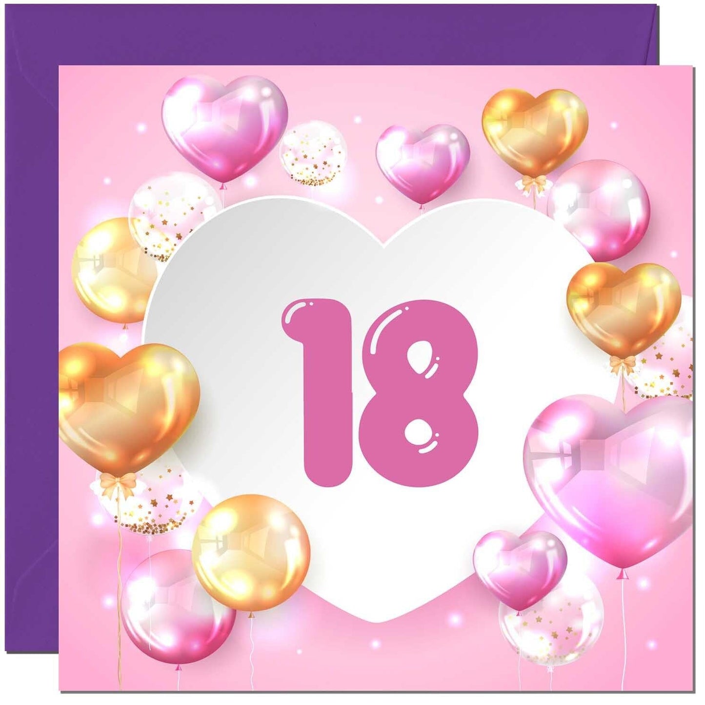 Birthday Card for women Girls Pink Balloon Numbers