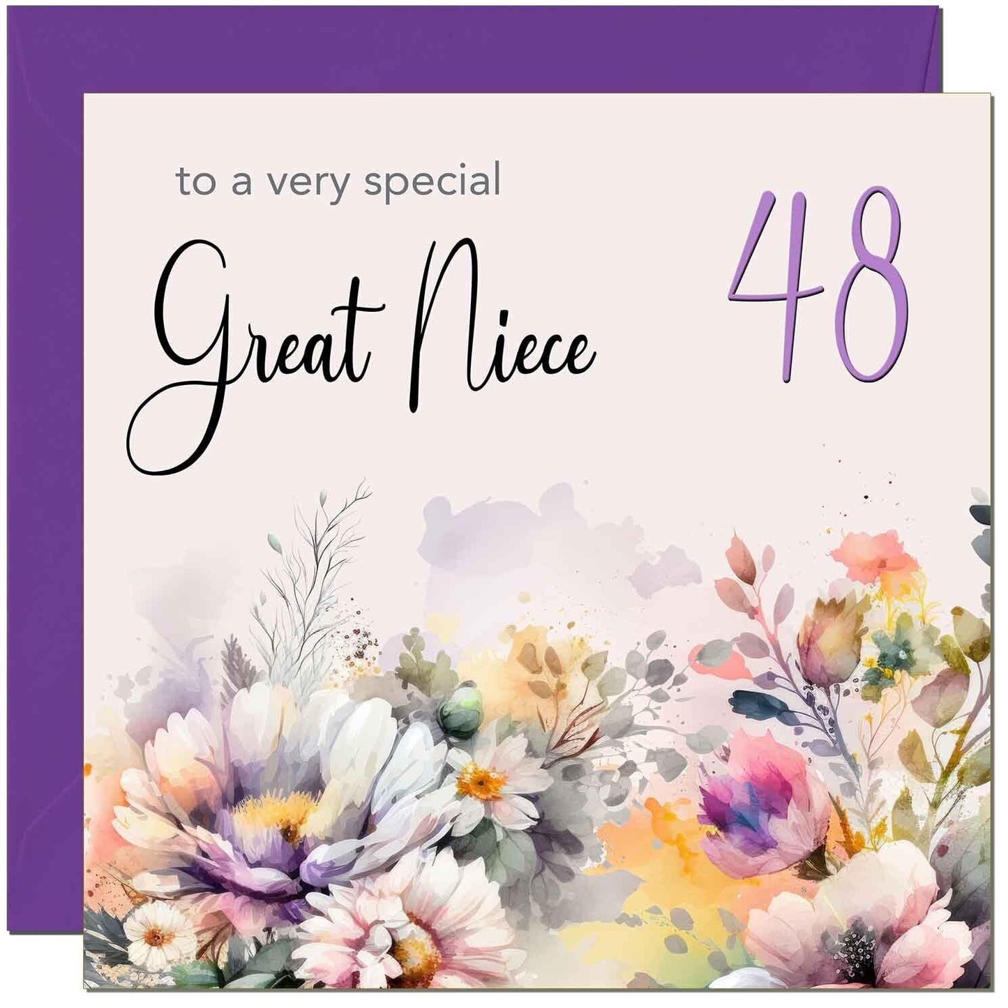 Great Niece Birthday Card - Purple Floral Great Niece's