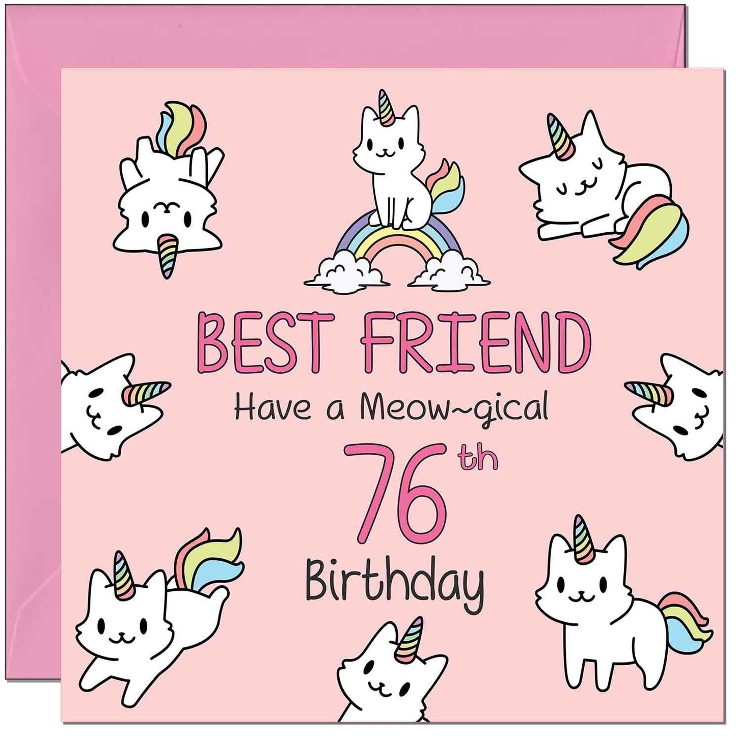 Best Friend Birthday Card - Funny Cat Cute Girls Womens