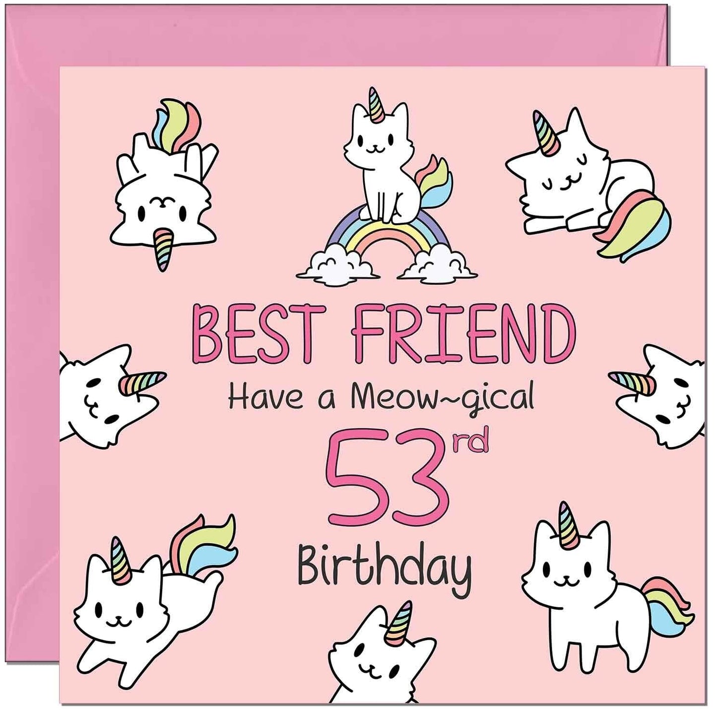 Best Friend Birthday Card - Funny Cat Cute Girls Womens