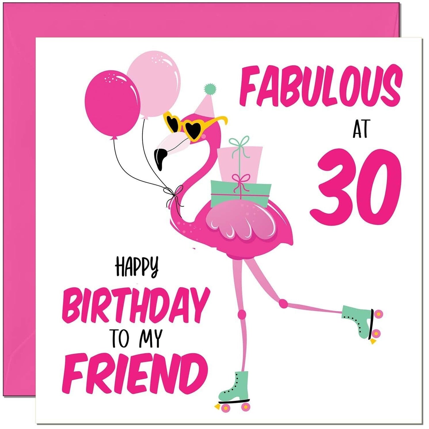 Womens Birthday Card for Friend - Fabulous Flamingo - Ladies Pink Cute Friend