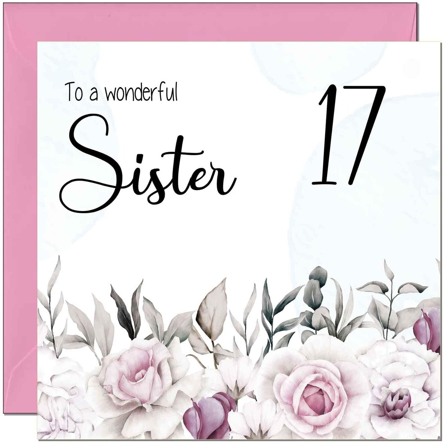 Sister's Birthday Card for Sister Floral Elegant