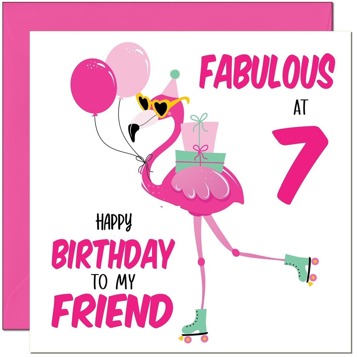 Womens Birthday Card for Friend - Fabulous Flamingo - Ladies Pink Cute Friend