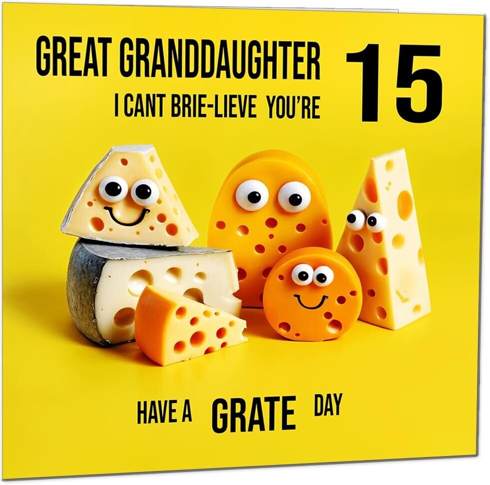 Great Granddaughter Birthday Card - Cheese Pun Funny Great Granddaughers