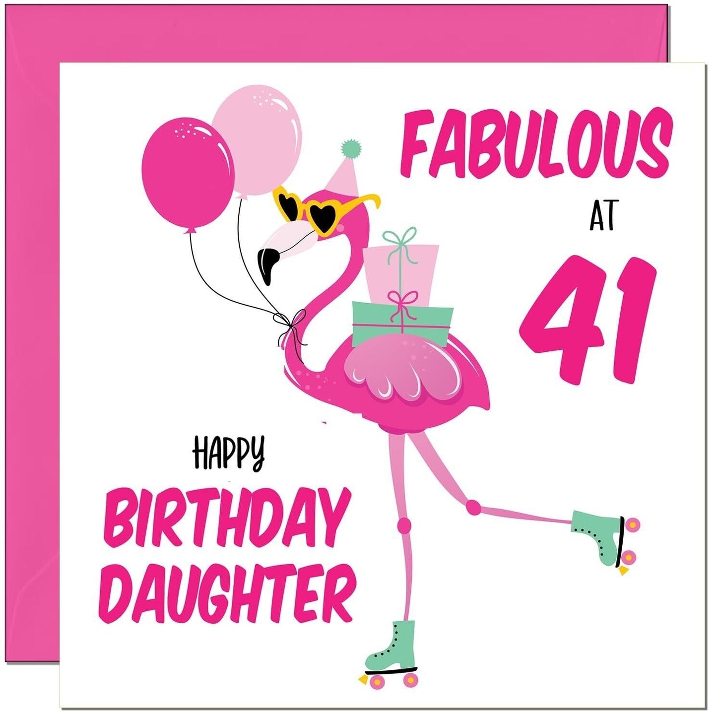 Daughter Birthday Card - Fabulous Flamingo - Ladies Womens Pink Cute Daughters