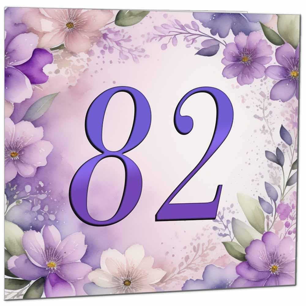 Birthday Card for Women - Purple Floral 80th Birthday Cards for year old woman Ladies Grandma Nan Aunt Mum Sister Mom Friend