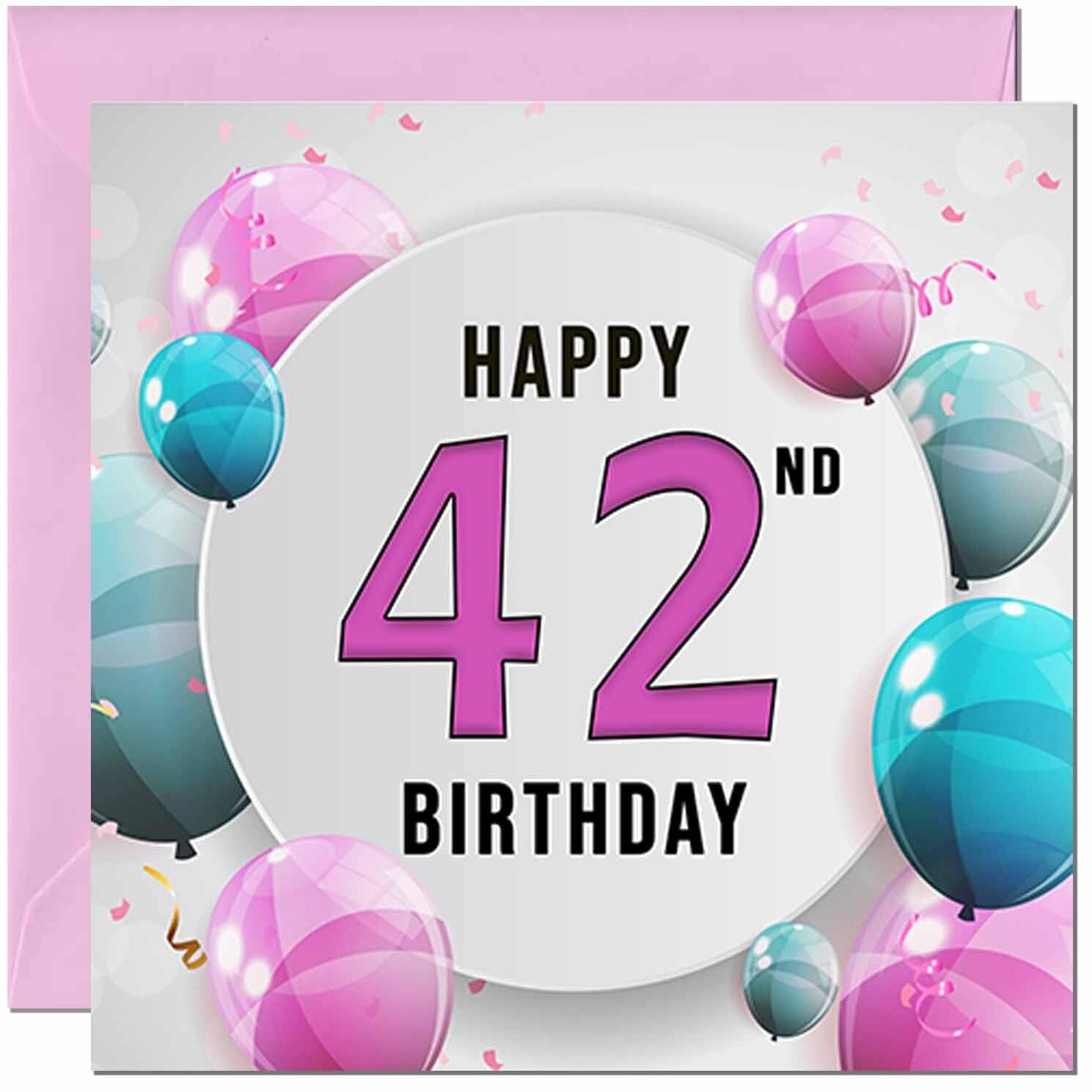 Birthday Card for women - Pink Turquoise Balloon Number