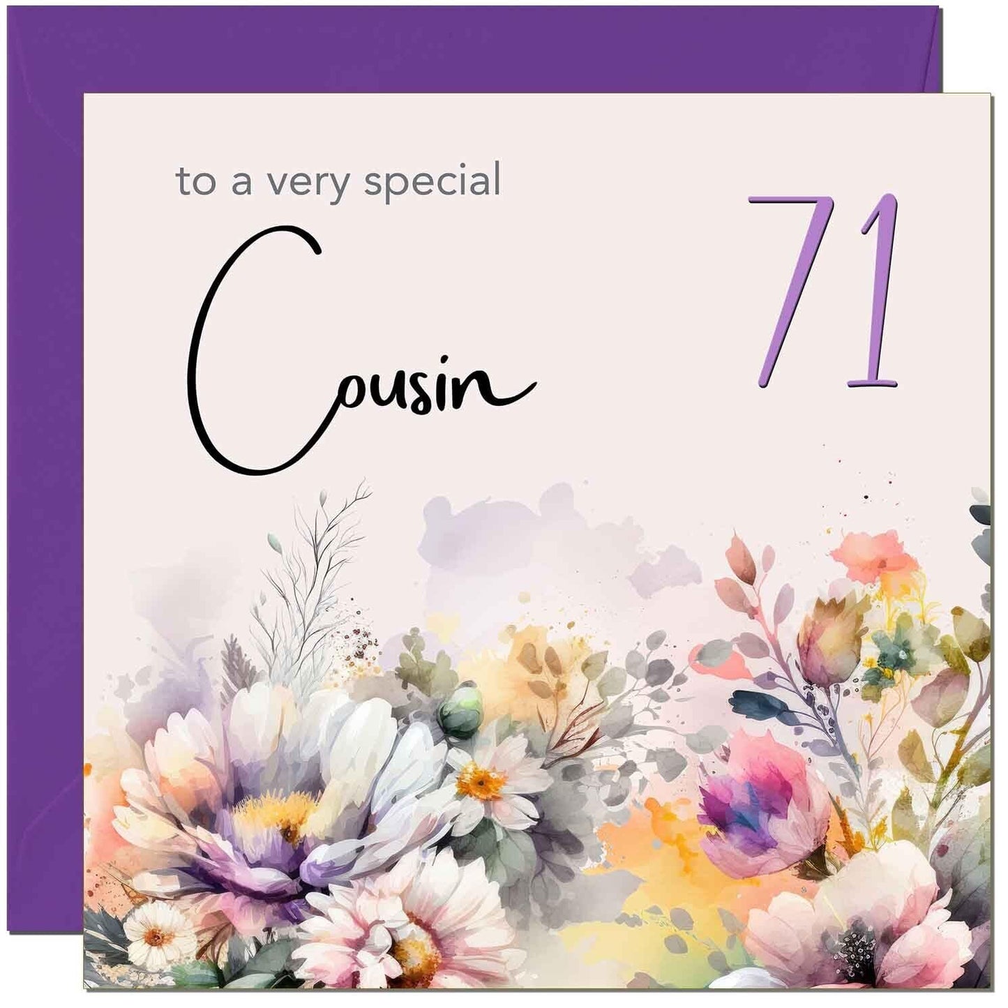 Cousin Birthday Card - Purple Floral Cousin's