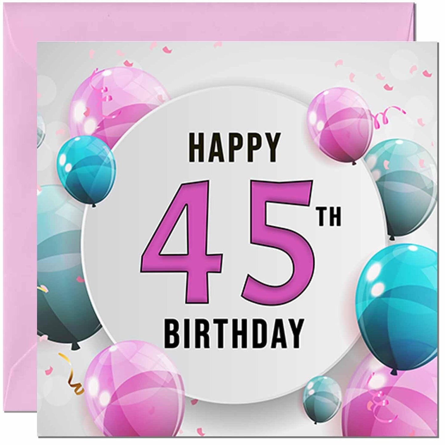 Birthday Card for women - Pink Turquoise Balloon Number