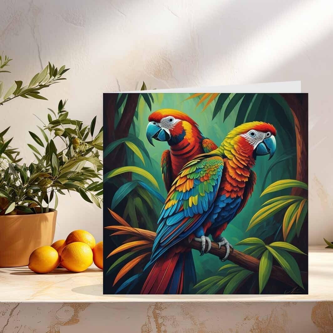 Parrot Greeting Card Parrots Birthday Card 145 x 145mm