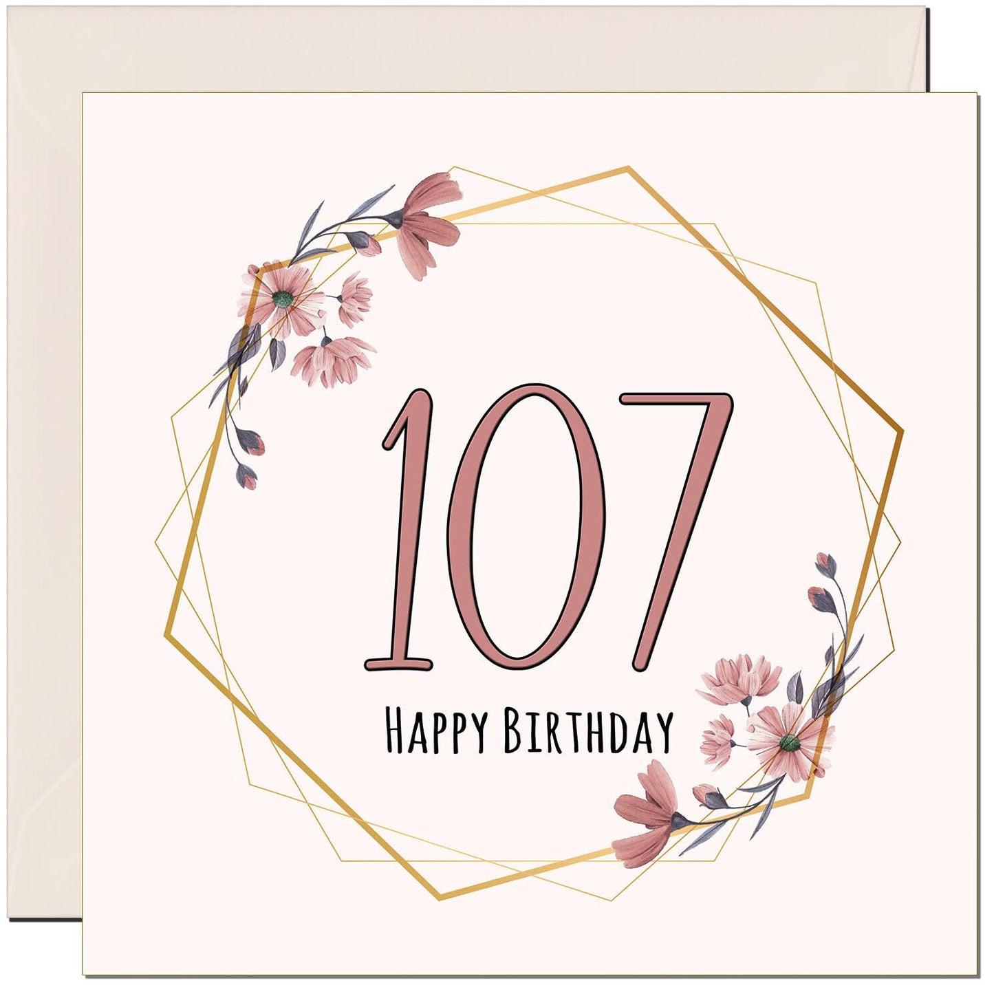 Floral Birthday Card for Women Elegant Beautiful
