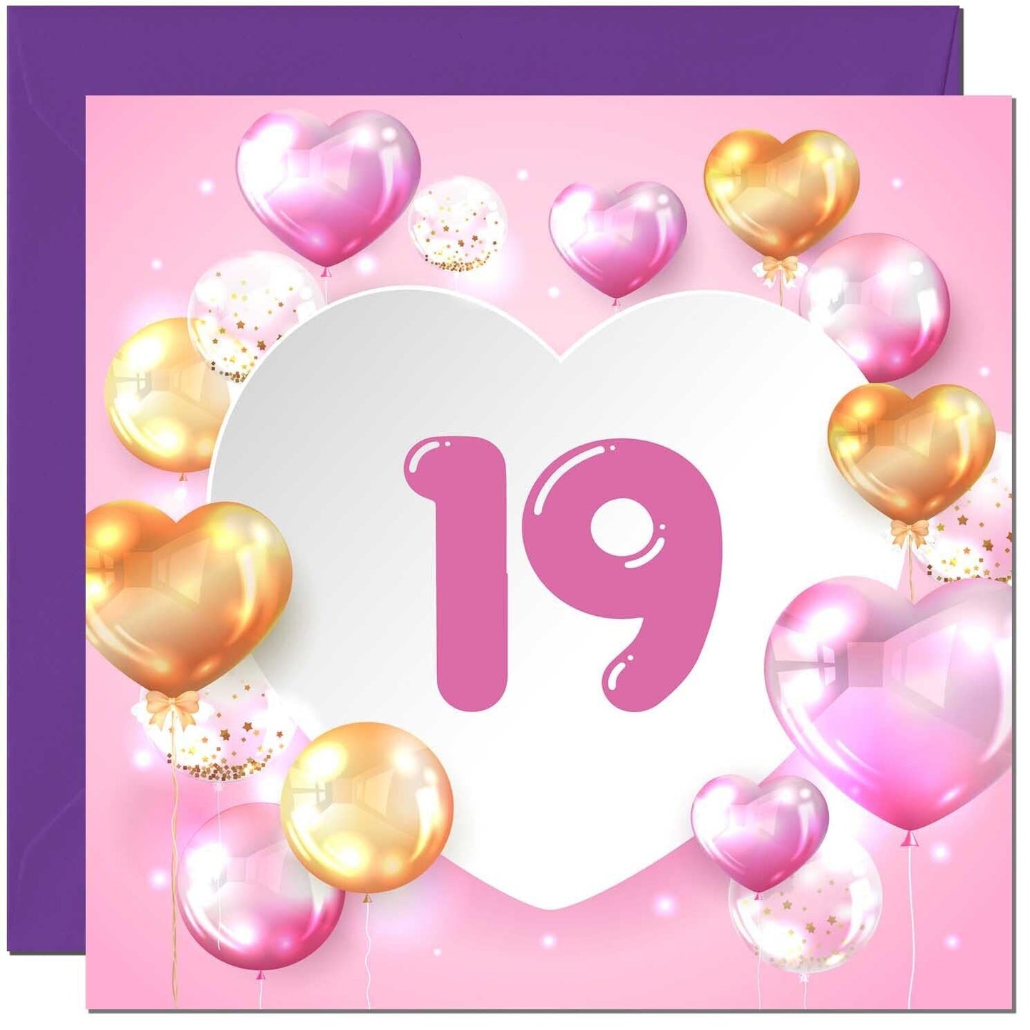 Birthday Card for women Girls Pink Balloon Numbers