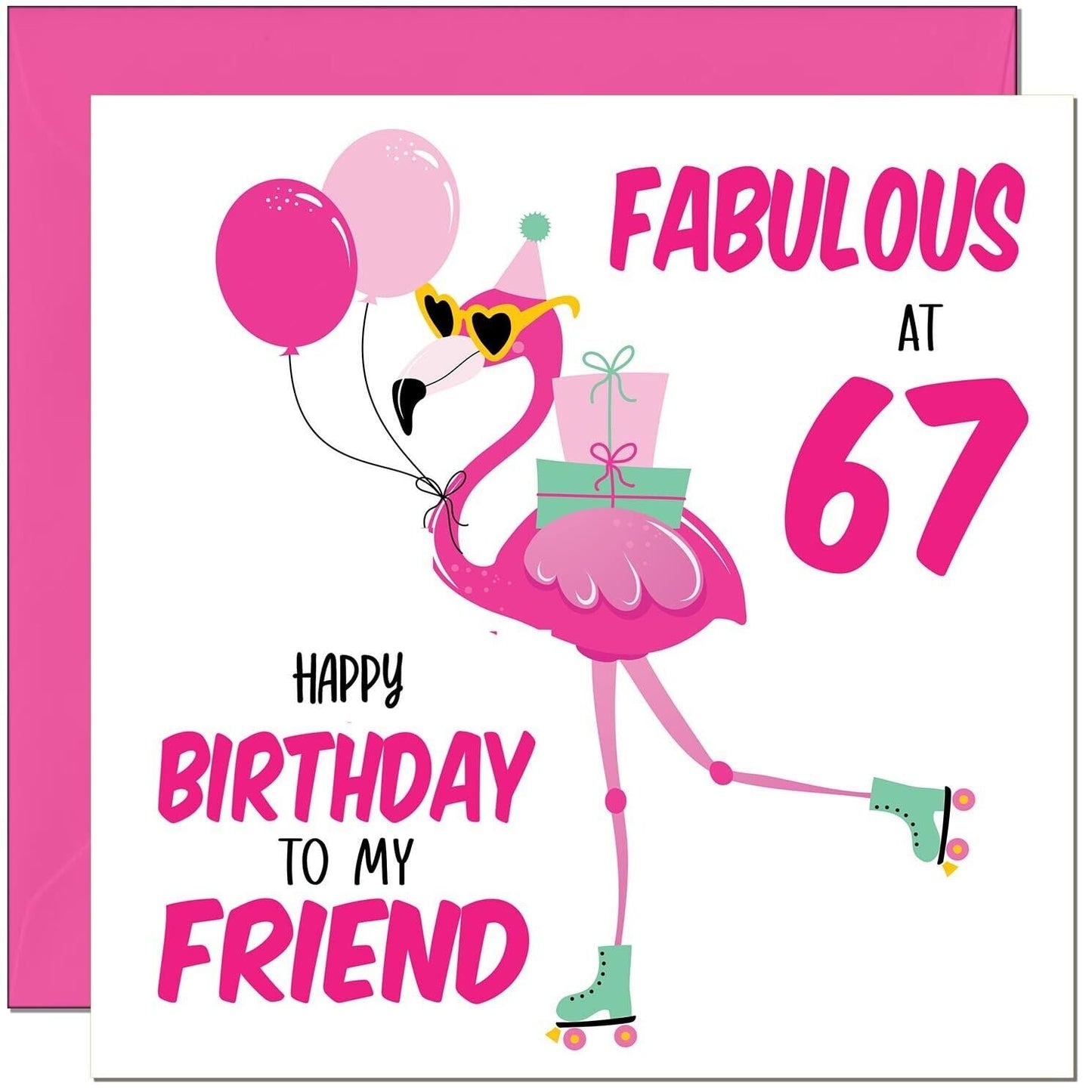 Womens Birthday Card for Friend - Fabulous Flamingo - Ladies Pink Cute Friend