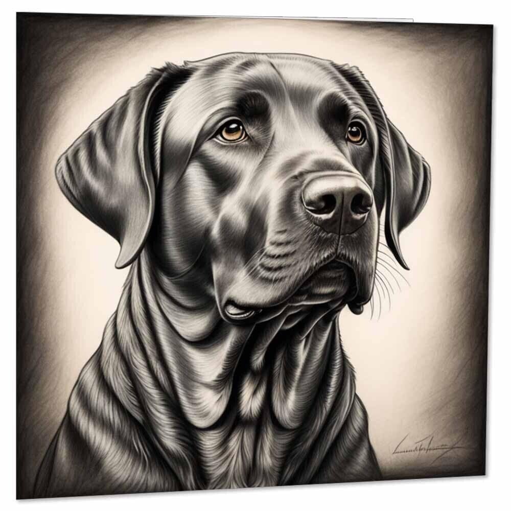 Labrador Dog Drawing Sketch Greeting Birthday Cards 145 x 145mm