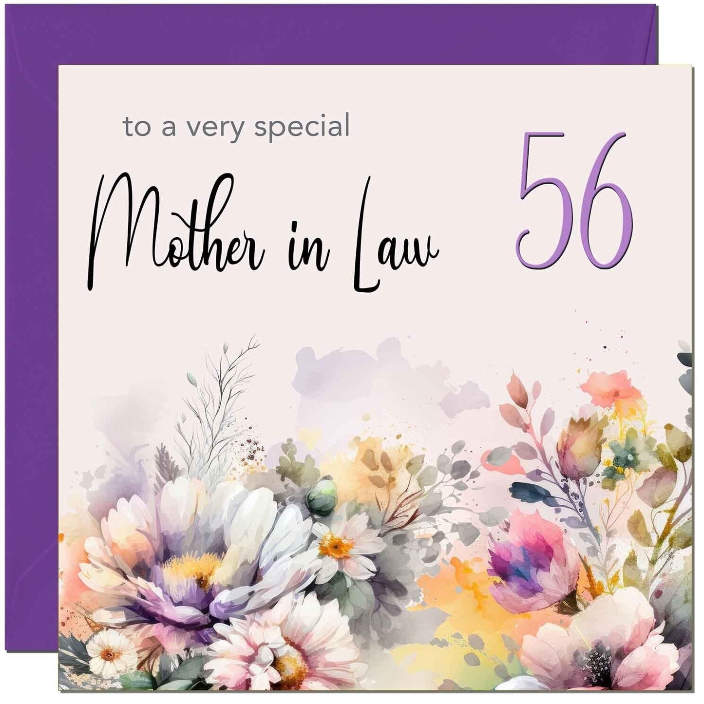 Mother in Law Birthday Card - Purple Floral