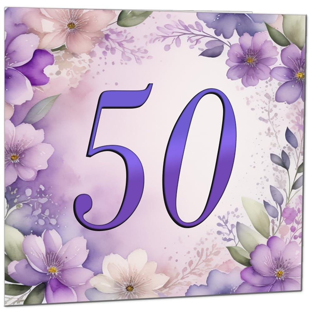 Birthday Card for Women - Purple Floral 80th Birthday Cards for year old woman Ladies Grandma Nan Aunt Mum Sister Mom Friend